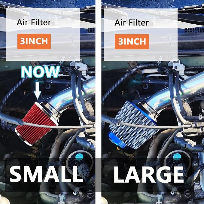 Clamp-On Cold Air Intake Filter, High Performance, Washable Filter, Replacement - Image 2