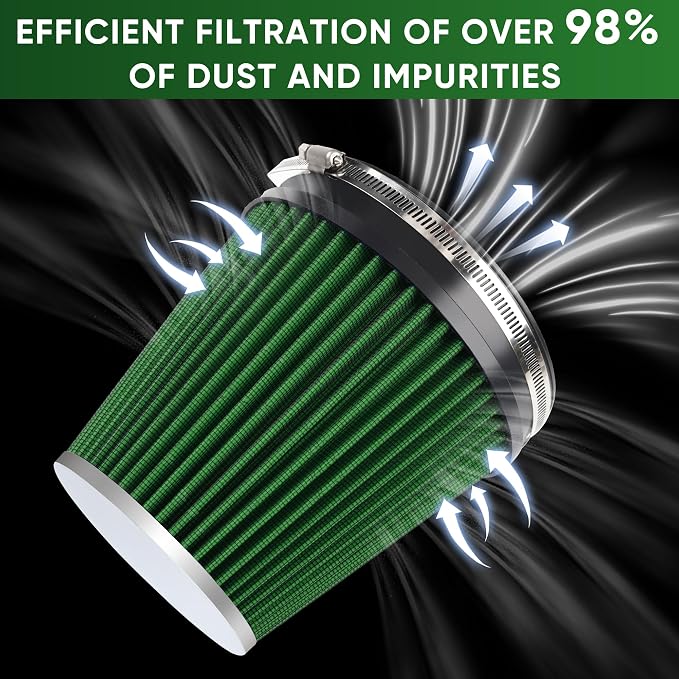 6" 152mm Cold Air Intake Filter Clamp-On Replacement High Flow Inlet Air Filter - Image 4