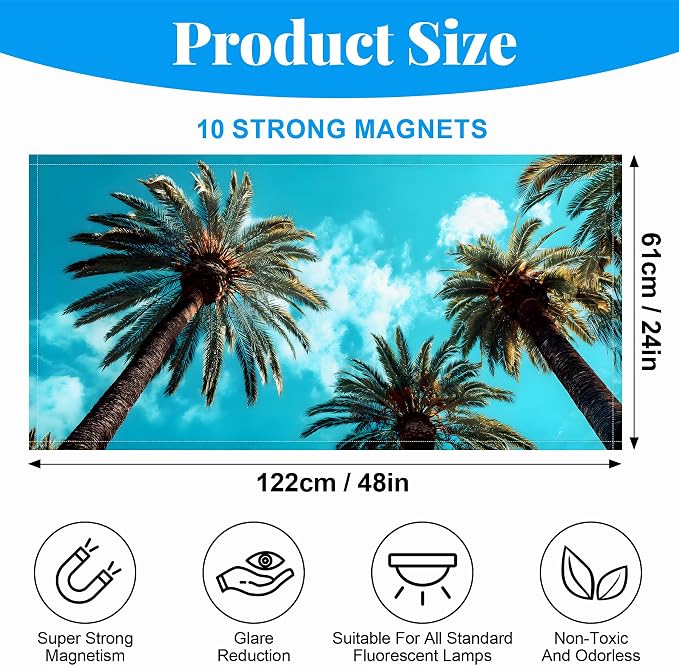 2 Pack Fluorescent Light Covers- 4 x 2 Feet Magnetic Ceiling Light Cover Room - Image 2