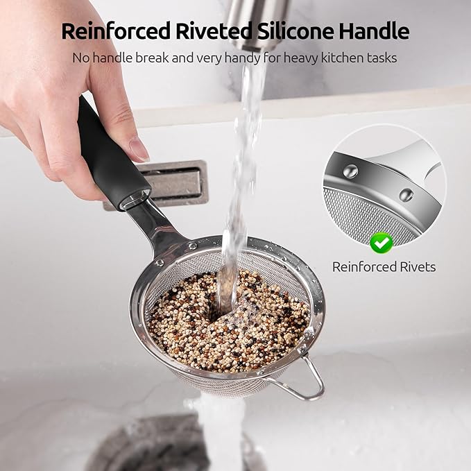 U-Taste Small Fine Mesh Strainer: 18/8 Stainless Steel 3.35in 30 Mesh Kitchen - Image 3