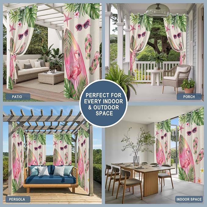 Summer Flamingbirds Outdoor Curtains - Image 8