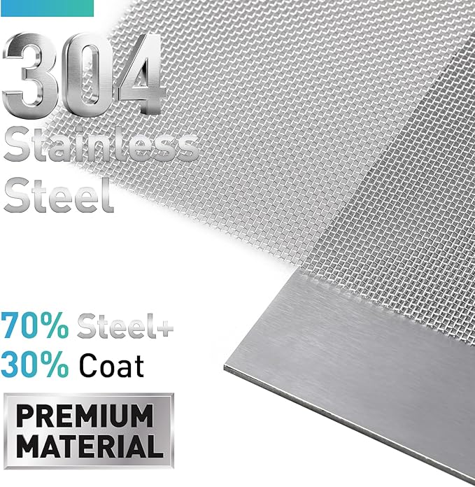 304 Stainless Steel Mesh Window Screen Roll, 35IN x 16FT Silver Metal Window - Image 2