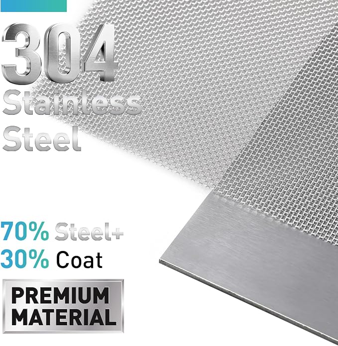 304 Stainless Steel Mesh Window Screen Roll, 47IN x 98.43FT Silver Metal Window - Image 2