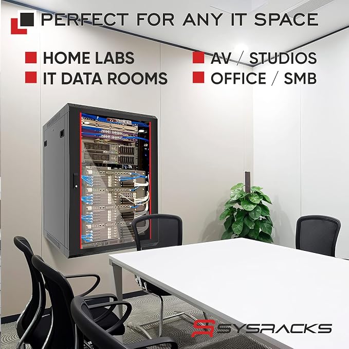Sysracks 15U Wall Mount Server Rack Cabinet, 19” Locking Network Rack, 24” Deep - Image 8