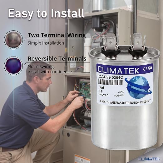 ClimaTek 3 MFD 370/440 Volt VAC Run Oval Capacitor CAP99-0304O - Image 3