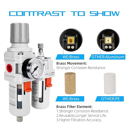NANPU 3/8" NPT Compressed Air Filter Regulator Lubricator Combo Water/Oil Trap - Image 4