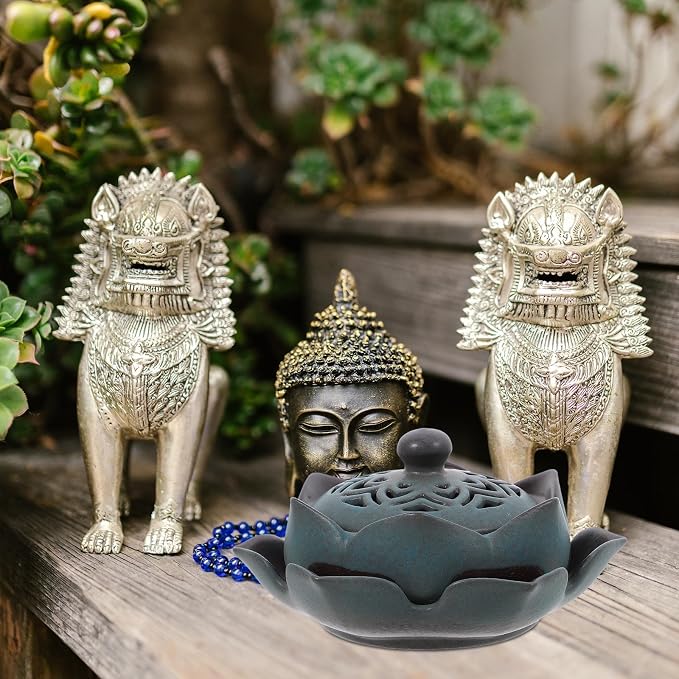 Happyyami Vintage Ceramic Lotus Incense Holder Censer - Image 4