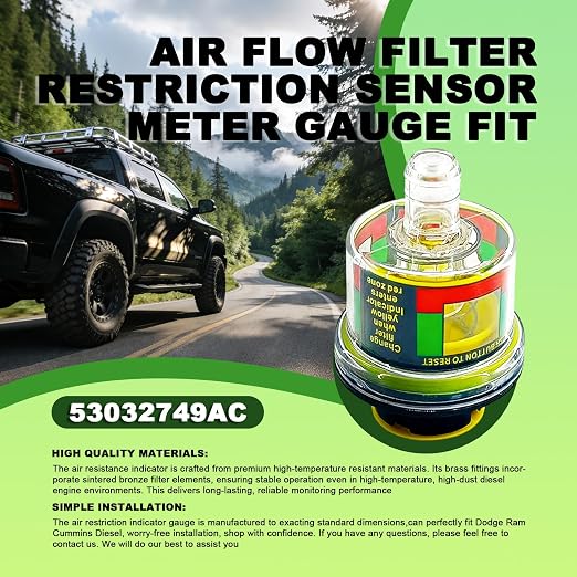 53032749AC Air Flow Filter Restriction Sensor Meter Gauge Fit - Image 4