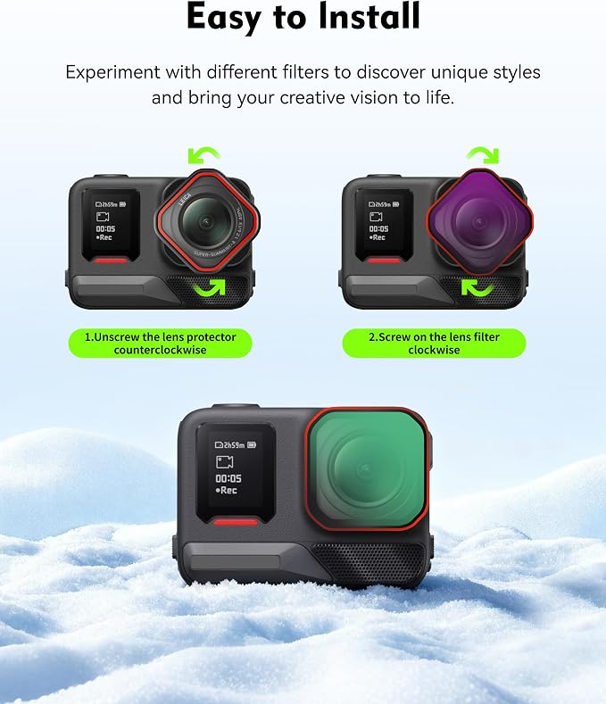 4-Pack Filter Kit for Insta360 Ace Pro2, Combo of CPL ND8 ND16 ND32 Lens - Image 6