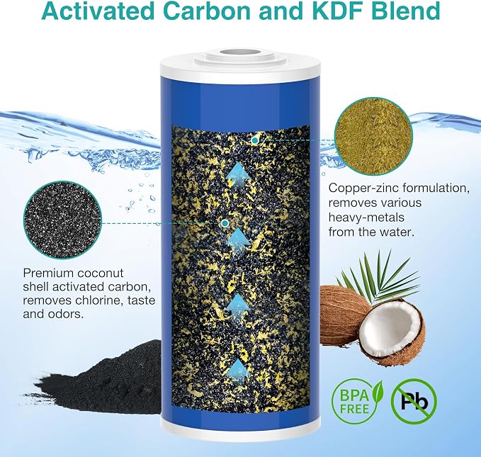SimPure Whole House Water Filter Cartridges 10" x 4.5" GAC/KDF Carbon and Heavy - Image 2