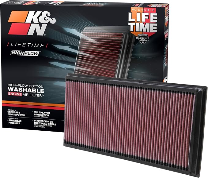 K&N High-Flow Original Lifetime Engine Air Filter: Increase Power:Premium by KNEngineeringInc