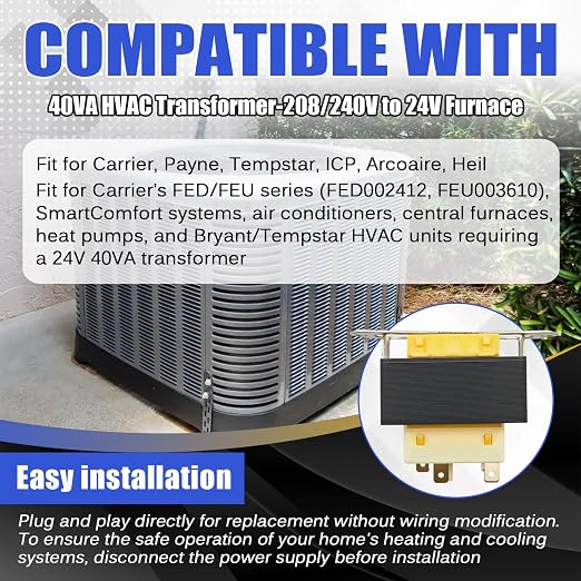 40VA HVAC Transformer-208/240V to 24V Furnace Fit - Image 3