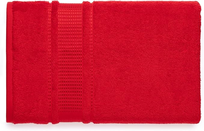 Melissa Linen, Bath Sheet, 100% Turkish Cotton Towel for Bathroom, Absorbent, Quick Dry, Durable and Soft Shower Towel, 35 in x 60 in Large, Spa and Hotel Quality, Red