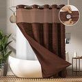 No Hooks Required Boho Farmhouse Shower Curtain Tufted Chevron Striped with Snap in Liner - 72W x 80H, Water Resistant Hotel Grade Spa Like Bathroom Curtain Set, Brown