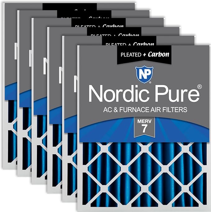 Nordic Pure 20x20x4 Pleated Air Filters MERV 7 Plus Carbon 6 Pack by NordicPure