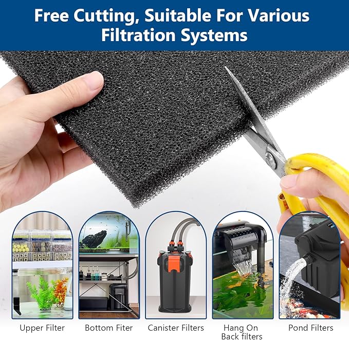 hygger Aquarium Sponge Filter Pad, Filter Media Foam Sponges, Cut-to-Size Open - Image 4