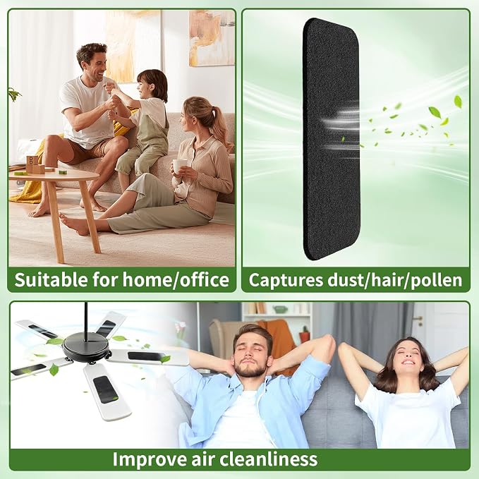 12 Pack Ceiling Fan Filters for Blades Fan Air Purifier Pad Dust Catcher | - Image 4