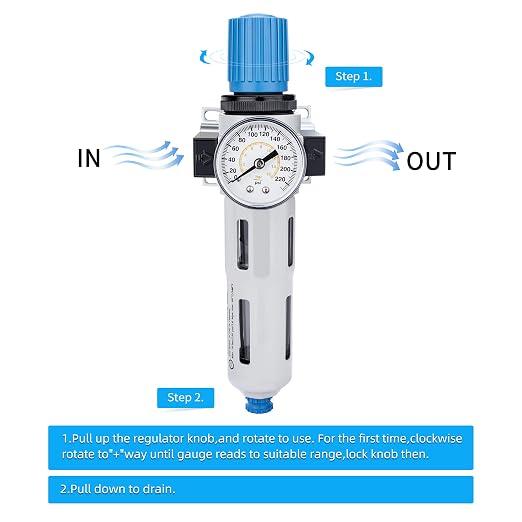 NANPU 1/2" NPT High Pressure Compressed Air Filter Regulator Water/Oil Trap - Image 4