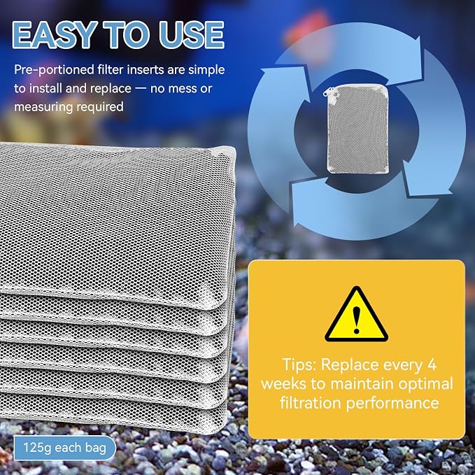 6 Pack Aquarium Activated Carbon Bags, Chemical Aquarium Filter Media, - Image 5