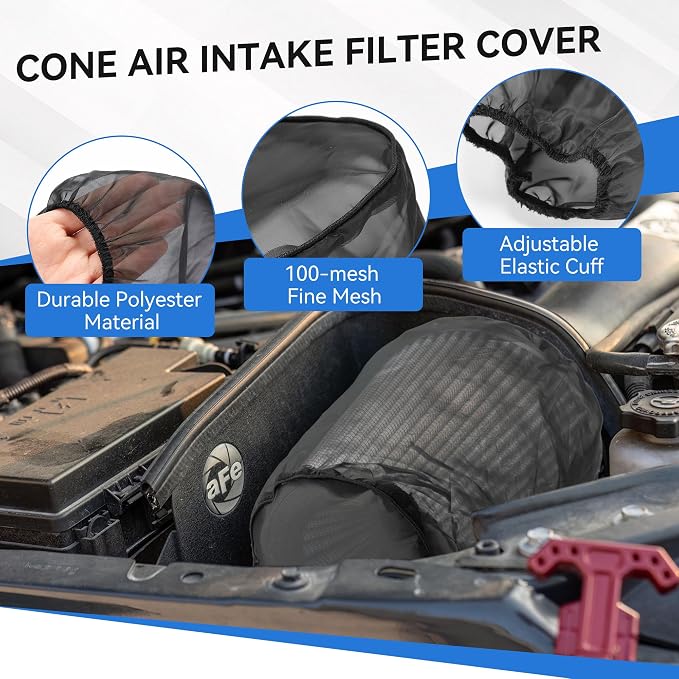 Meonum 2 Pack Cone Air Intake Filter Cover, Universal Cold Air Filter Sock - Image 3