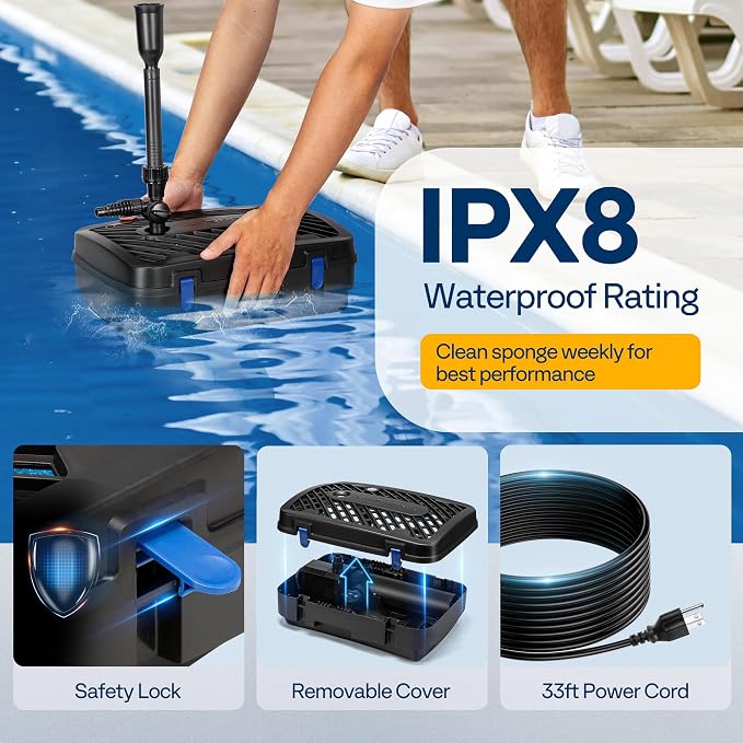 VIVOHOME All-in-One Pond Filter Fountain System Kits, 790 GPH Submersible Water - Image 5