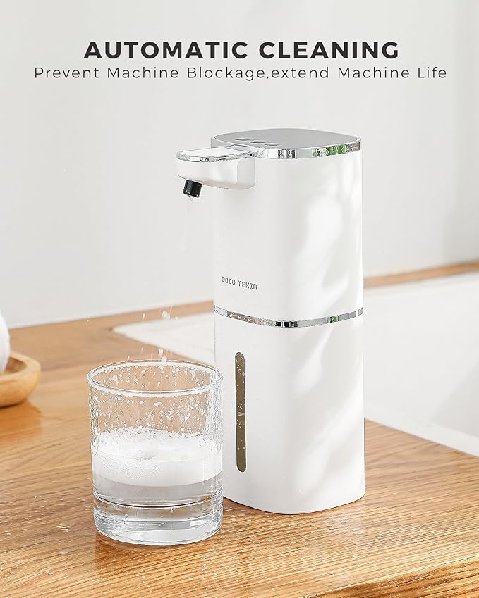 2 Pack Automatic Foaming Soap Dispenser, 400ml//13.53oz Rechargeable, Adjustable Foam Levels, IPX5 Waterproof, Touchless & Wall/Tabletop Use for Kitchen Bathroom, White