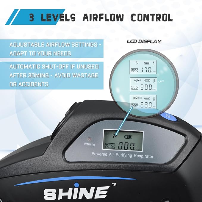 SHINE Air Purifying Respirator, Approved 3 Levels Airflow Control, - Image 4
