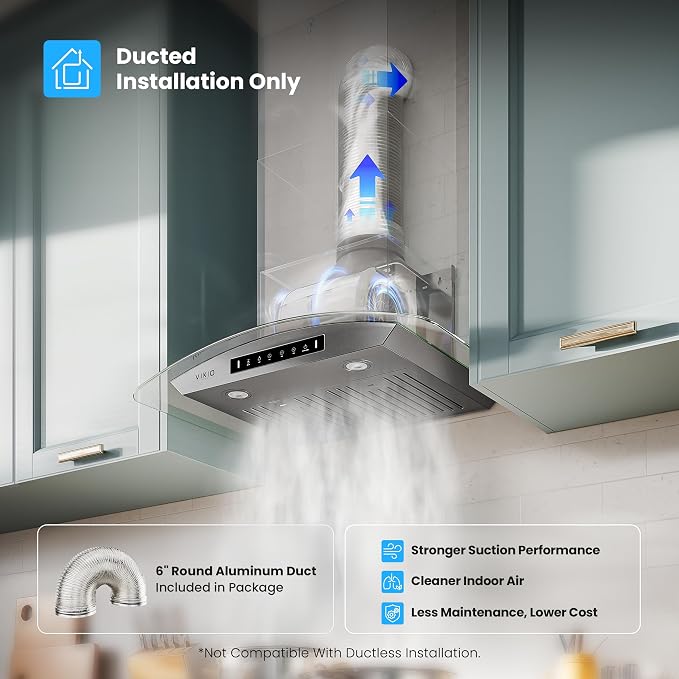 30" Wall Mount Range Hood Tempered Glass 900 CFM, Kitchen Chimney Vent - Image 4