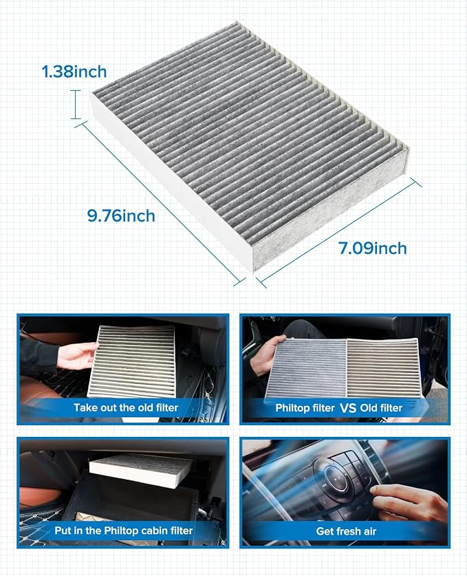 PHILTOP HEPA Cabin Air Filter w/Activated Carbon, Compatible - Image 7
