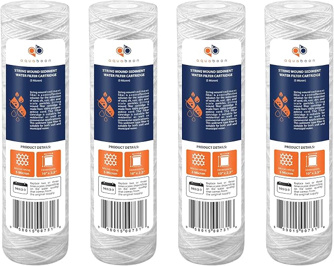 Aquaboon Whole House 5 Micron 10 x 2.5 String Wound Sediment Water Filter by Aquaboon