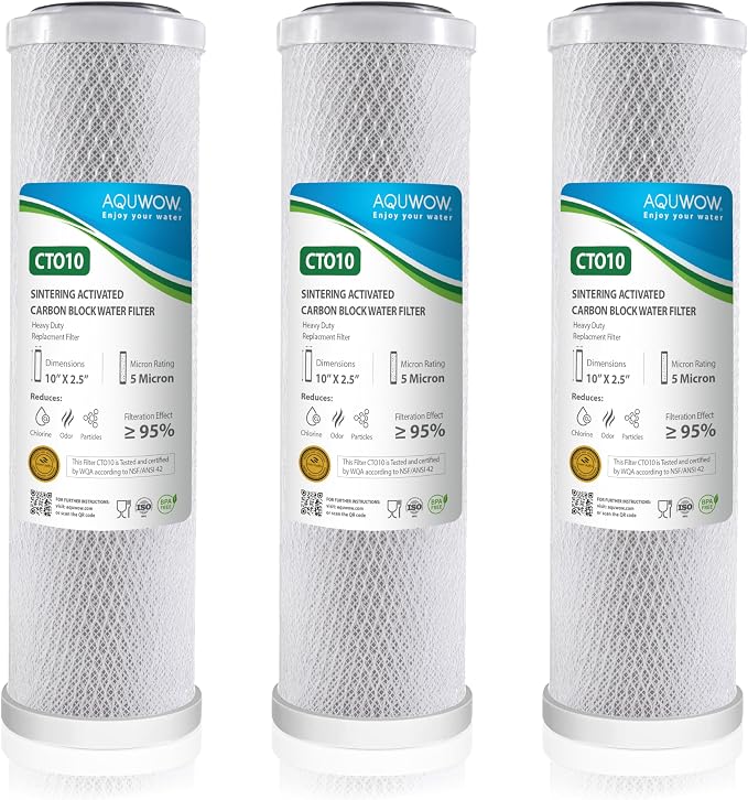 CTO10 5 Micron 2.5" x 10" Carbon Block Water Filter Set – Replacement Cartridges by YourHealthIsOurPriority