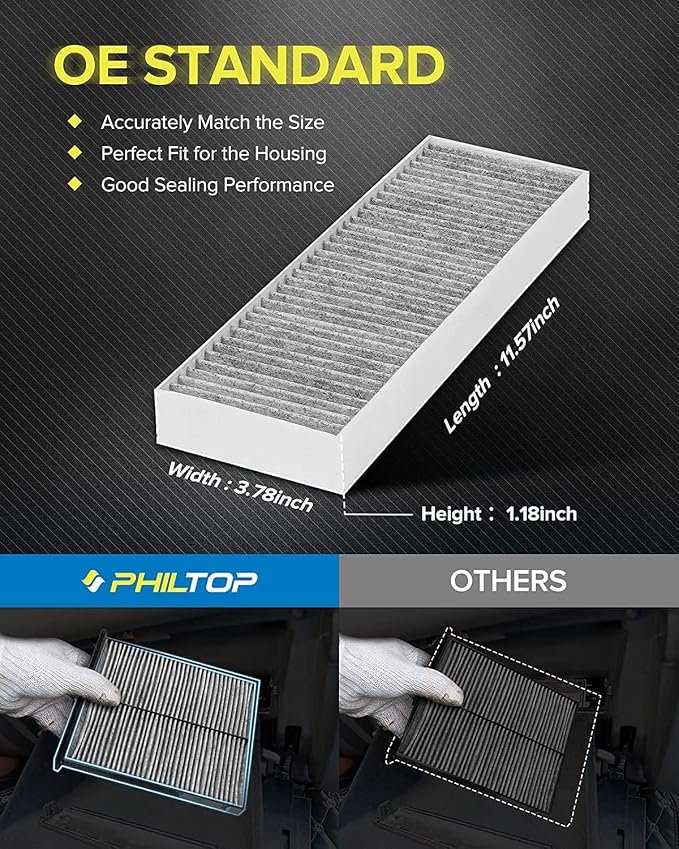 PHILTOP Cabin Air Filter w/Activated Carbon, Compatible - Image 7