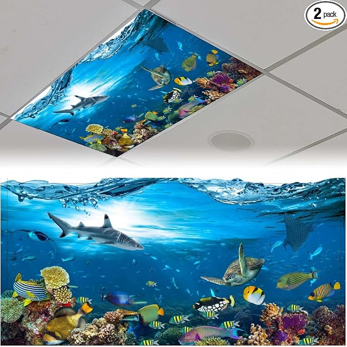2 Pack Fluorescent Light Covers 4 X 2 Feet Underwater Paradise Magnetic Light by Unknown