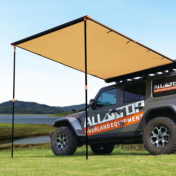 ALL-TOP Vehicle Awning 8.2'x10' Roof Rack Pull-Out Sun Shade UV50+, Weatherproof 4x4 Side Awning for Camping & Overland (Hardware Included)