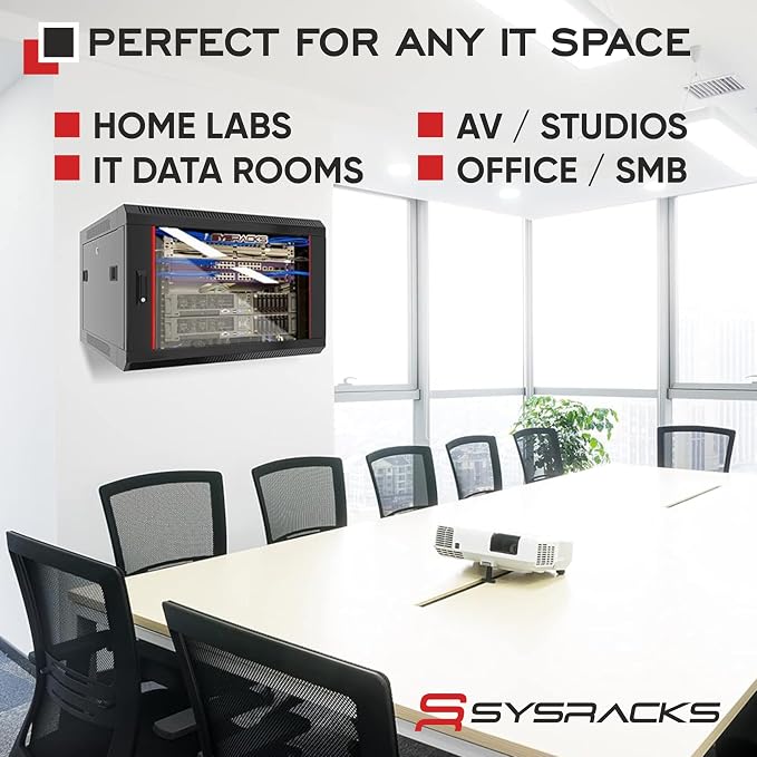 Sysracks 6U Wall Mount Server Rack Cabinet, 19” Locking Network Rack, 24” Deep - Image 8