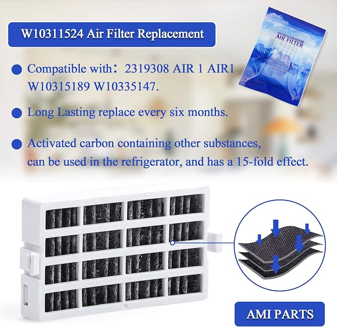 AMI PARTS W10311524 Air Filter &W10346771A Produce Preserver Replacement - Image 3