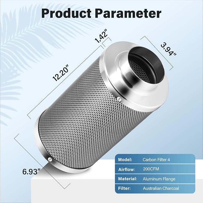 iPower 4'' Air Carbon Australia Virgin Charcoal, Pre-Filter Included Reversible - Image 5