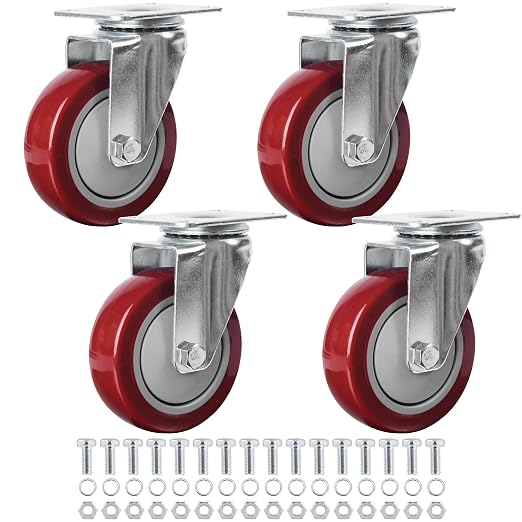 Finnhomy 4” Swivel Casters Wheels Set of 4 Plate Casters Heavy Duty Premium by Finnhomy