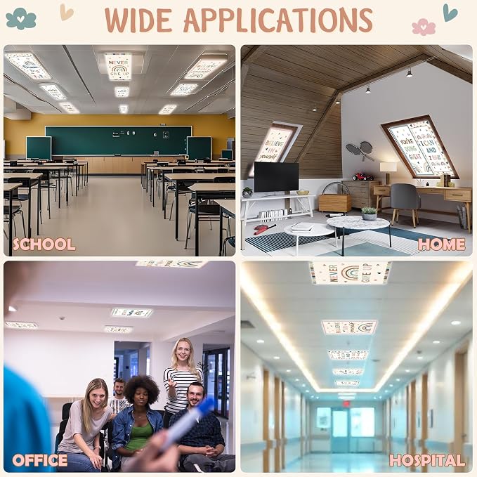 8Pcs Classroom Light Covers for Fluorescent Lights, Retro Magnetic 2x4 FT - Image 8