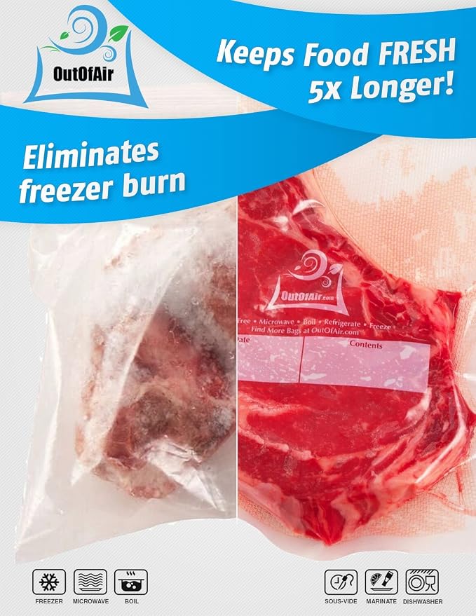 8" x 25' Rolls - 4 Pack OutOfAir Vacuum Sealer Rolls. Works - Image 7