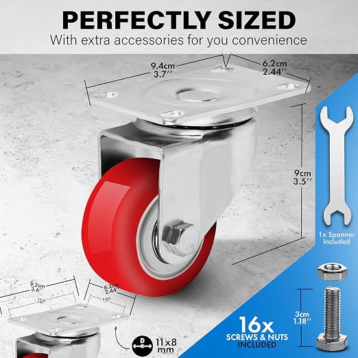 3 Inch Heavy Duty Casters Set of 4, Scratch Resistant & 360 Degree Rotatable - Image 2