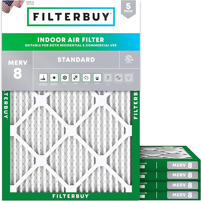Filterbuy 16.5x21x1 Air Filter MERV 8 Essential Dust & Allergy Defense by Filterbuy