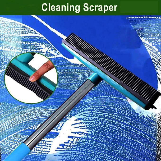 Multifunctional Broom, Telescopic Carpet Rake Rubber Pp 12.6in Brush Easy Wash - Image 2