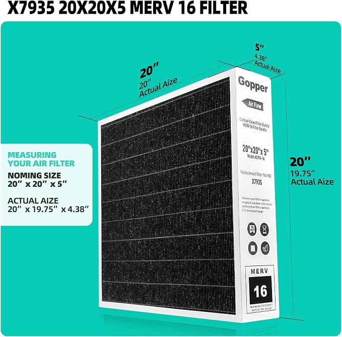 X7935 20x20x5 Air Filter MERV 16, Replacement Media - Image 4