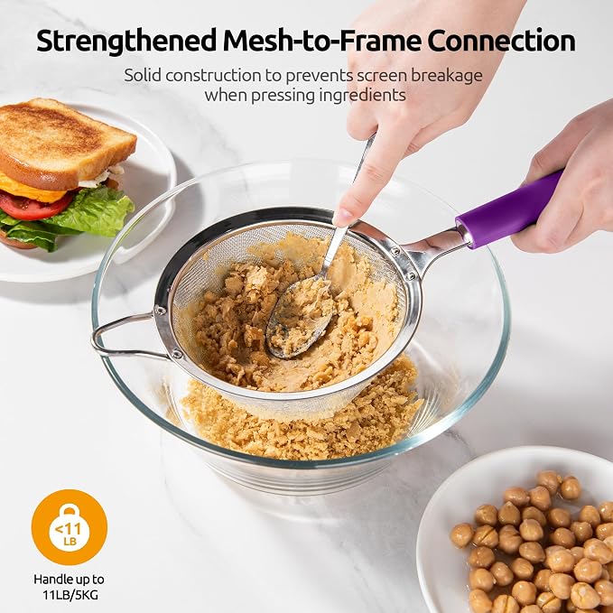 U-Taste Medium Fine Mesh Strainer: 18/8 Stainless Steel 4.73in 30 Mesh Kitchen - Image 7