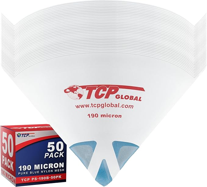 TCP Global - 190 Micron Filter Tips Ultra-Fine Paint Strainer - Pure Blue Nylon by TCPGlobal