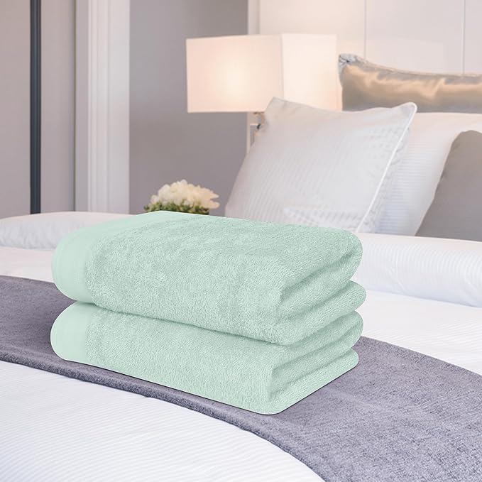 Cotton 2 Pack Oversized Bath Towel Set 28x55 inches, Large Bath Towels, Ultra Absorbant Compact Quickdry & Lightweight Towel, Ideal for Gym Travel Camp Pool - Sea Green