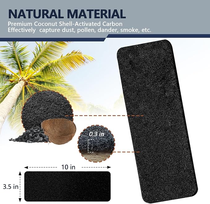 5Pcs Ceiling Fan Filters for Blades, Activated Coconut Shell Carbon Ceiling Fan - Image 3