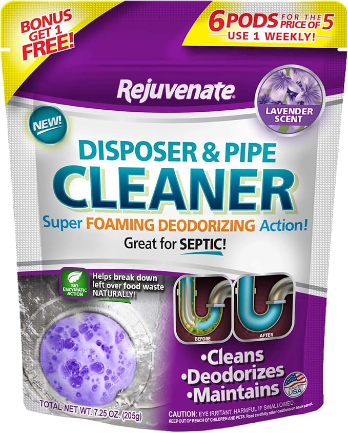 Rejuvenate Disposal Cleaner, 6 Pods, Lavender-Scented Disposal and Pipe Cleaner by Rejuvenate