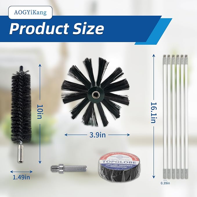 21 Feet Dryer Vent Cleaning Brush Kit, fireplaces, Ventilation ducts - Image 4